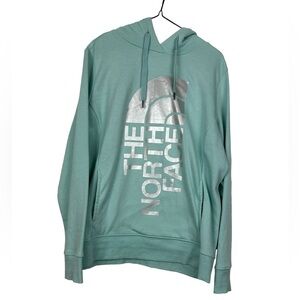 North Face Women’s Hoodie Sweatshirt Size Large Aqua Pullover Pockets